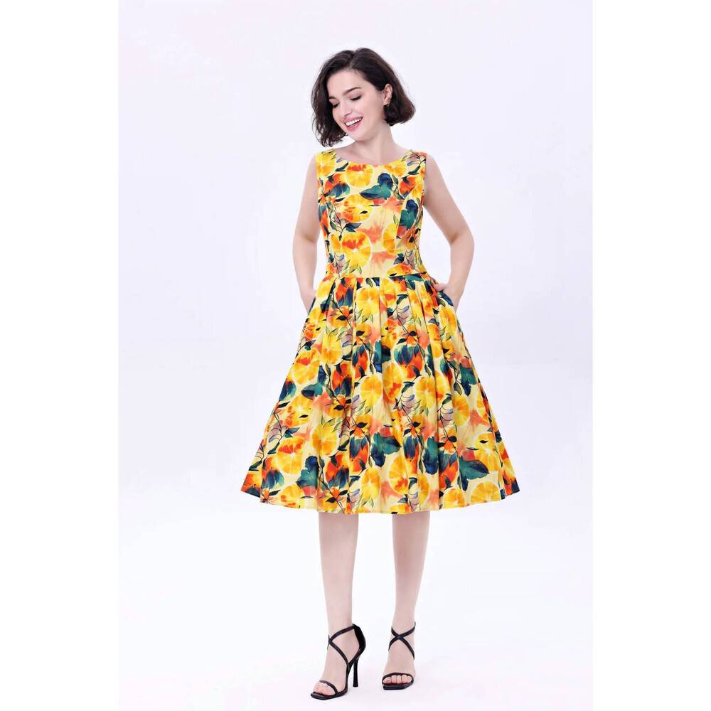NEW MISS LULO lily retro dress in oranges